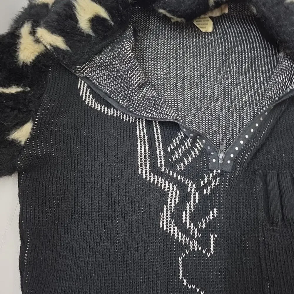 Vintage Chaumière aux Tricots Paris Sz S Sweater Wool Blend Graphic Avant-garde